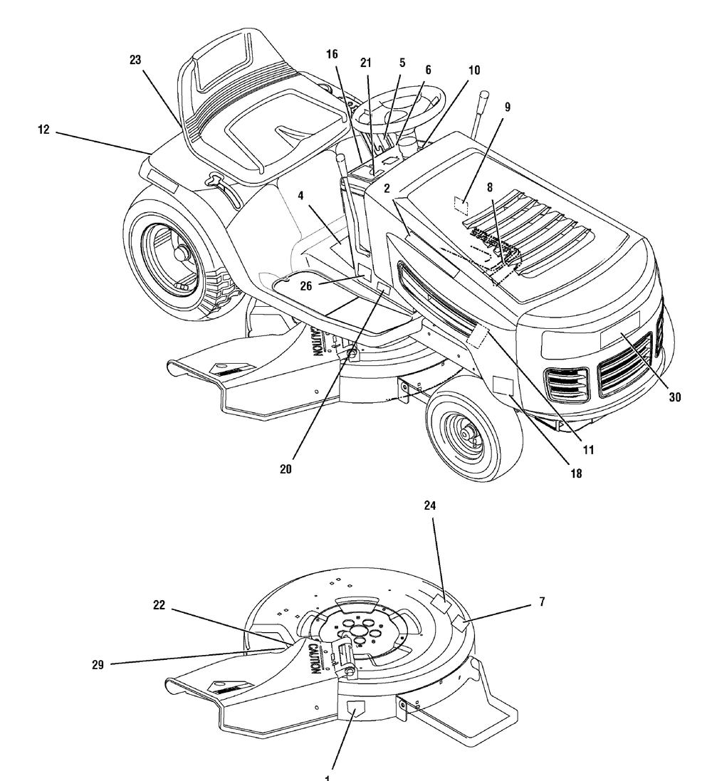 Decals (1742560) Diagram and Parts List for 7800705-PARKLANDS 2010 Briggs and Stratton Lawn Tractor